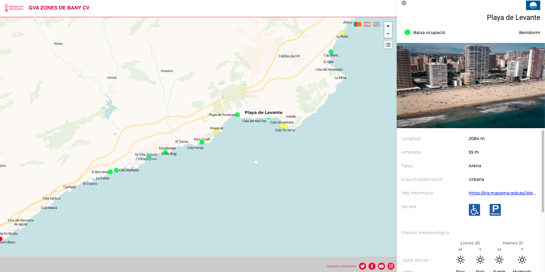 Zones de Bany CV, la plataforma de aforos de playas y zonas de baño 2