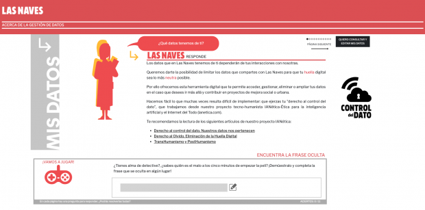 Plataforma de control del dato personal en Las Naves 1
